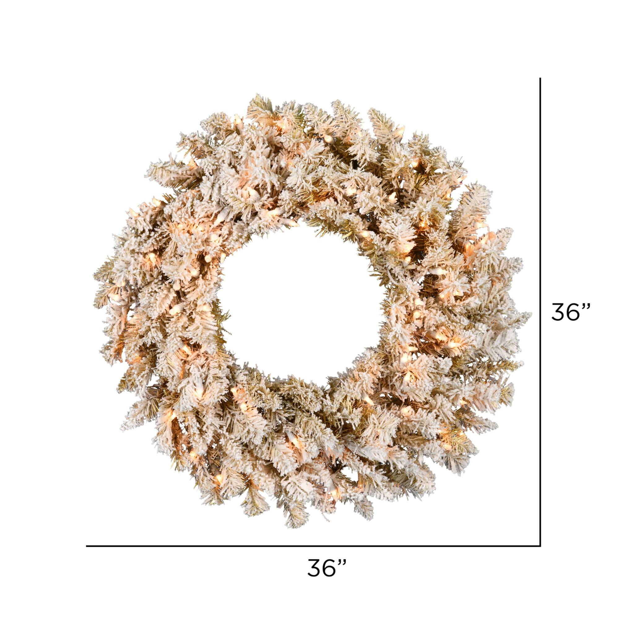 36" Clear Lights Frosted Gold Fir Artificial Christmas Wreath